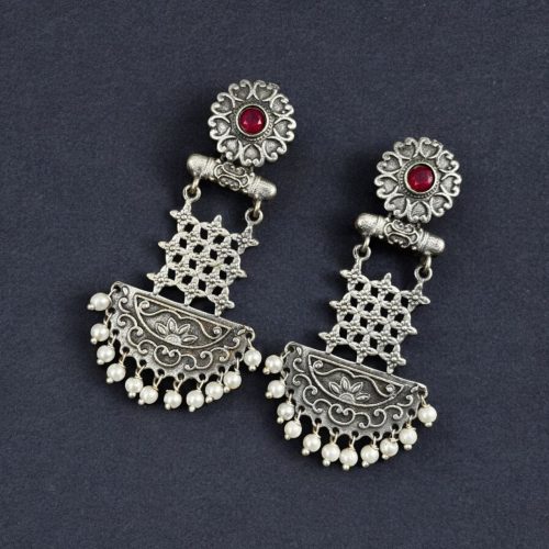 Oxidised Dangler Earrings | Best Silver Replica Antique Finsh Studs