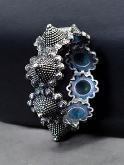 Traditional Silver Replica Kada | Oxidised Bangles | Unique Free Size Bracelet