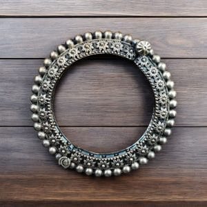 Antique Flower Bracelet | Oxidized Openable Bangles | Ethnic Indian Kada