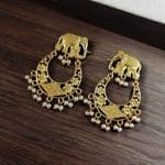 Gold Plated Elephant Earrings | Best Traditional Contemporary Dangler Studs For Girls