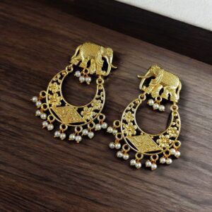 Gold Plated Elephant Earrings | Best Traditional Contemporary Dangler Studs For Girls