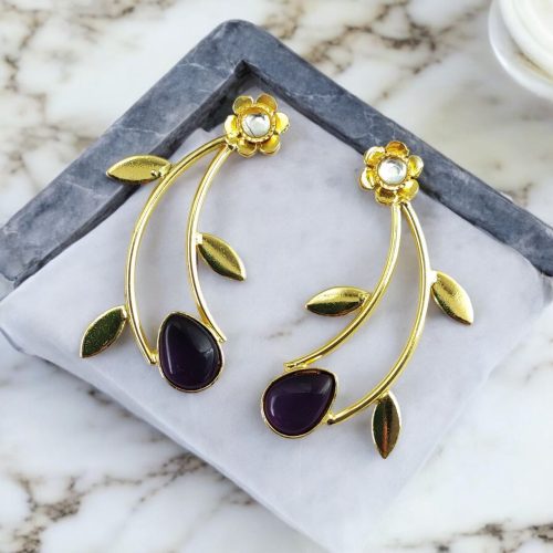 Handmade Gold Plated Contemporary Earrings | Best Light Weight Jewelry