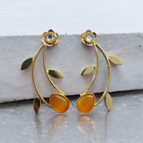 Handmade Gold Plated Contemporary Earrings | Best Light Weight Jewelry