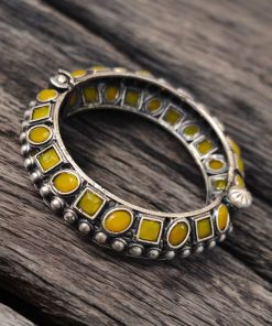 Silver Look Like Stone Work Kada | Traditional Openable Bracelet