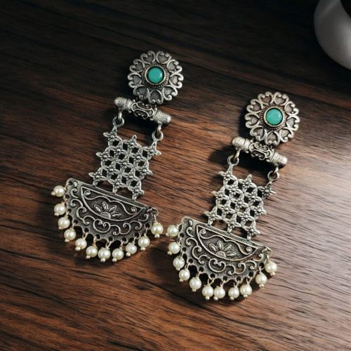 Oxidised Dangler Earrings | Best Silver Replica Antique Finsh Studs