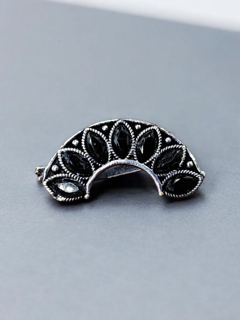 Bulk 710 Marathi Nath | Adorable Oxidised Maharashtrian Nosepin Non-Piercing - "Black"