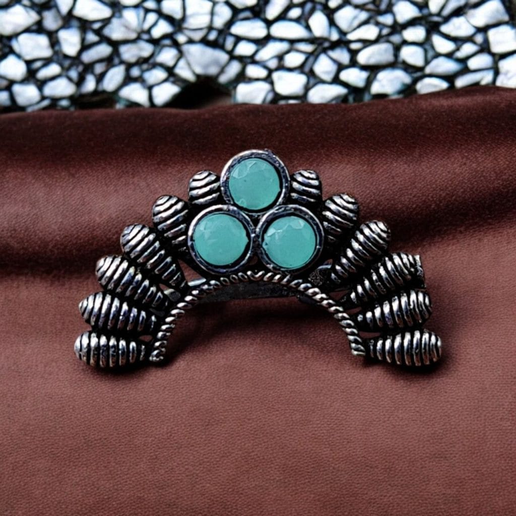 Bulk 700 Traditional Maharashtrian Nath | Best Oxidised Marathi Nosepin Non-Piercing - "Mint"