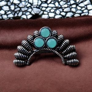 Traditional Maharashtrian Nath | Best Oxidised Marathi Nosepin Non-Piercing - Color: "Mint"