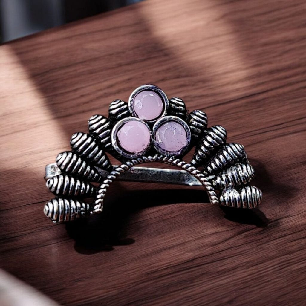 Bulk 698 Traditional Maharashtrian Nath | Best Oxidised Marathi Nosepin Non-Piercing - "Babypink"