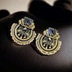 Elegant Gold Plated Earrings with Meenakari: Contemporary Lotus and Peacock Design