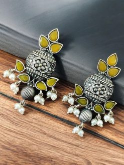 Silver Replica Kalash Earrings | Best Oxidised Light Weight Stud Jewelry
