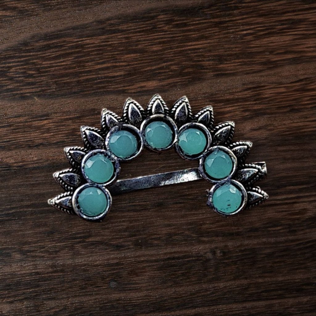 Bulk 660 Oxidized Marathi Nosepin / Nath For Girls | Best Maharashtrian Press Nose Jewelry - "Mint"