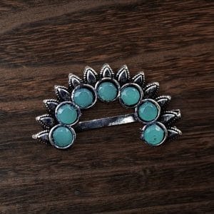 Oxidized Marathi Nosepin / Nath For Girls | Best Maharashtrian Press Nose Jewelry - Color: "Mint"