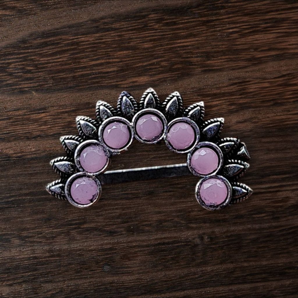Bulk 658 Oxidized Marathi Nosepin / Nath For Girls | Best Maharashtrian Press Nose Jewelry - "Babypink"