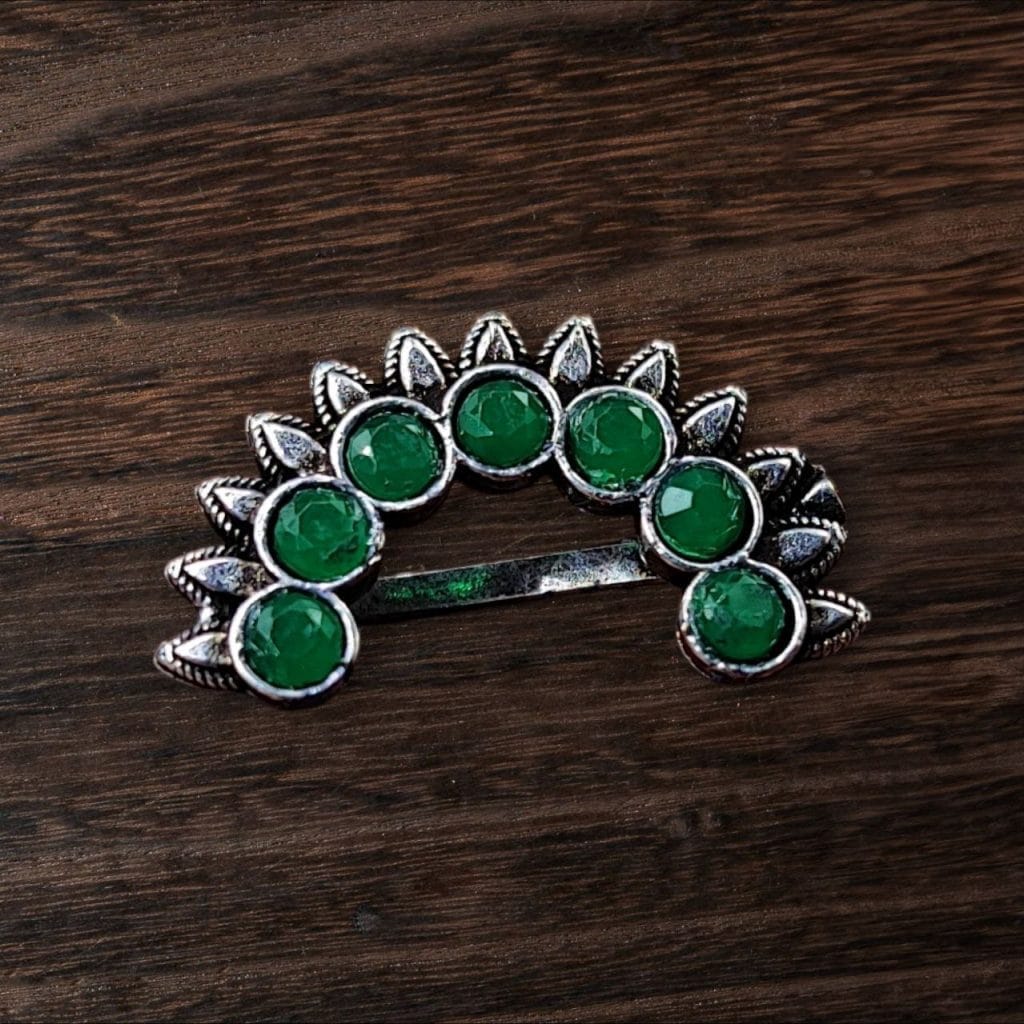 Bulk 664 Oxidized Marathi Nosepin / Nath For Girls | Best Maharashtrian Press Nose Jewelry - "Green"