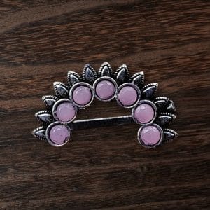 Oxidized Marathi Nosepin / Nath For Girls | Best Maharashtrian Press Nose Jewelry - Color: "Babypink"