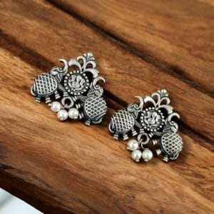 Silver Replica Elephant Stud Earrings | Best Oxidised Daily Wear Jewelry