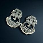 Traditional Bird Style Earrings | Buy Stone Work Dangler Stud Jewelry - "White"