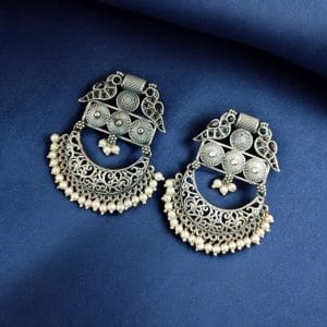 Traditional Bird Style Earrings | Buy Stone Work Dangler Stud Jewelry - Color: "Black"