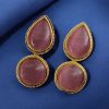 Gold-Plated Studs | Unique Dual Monalisa Stone Contemporary Earrings for Girls