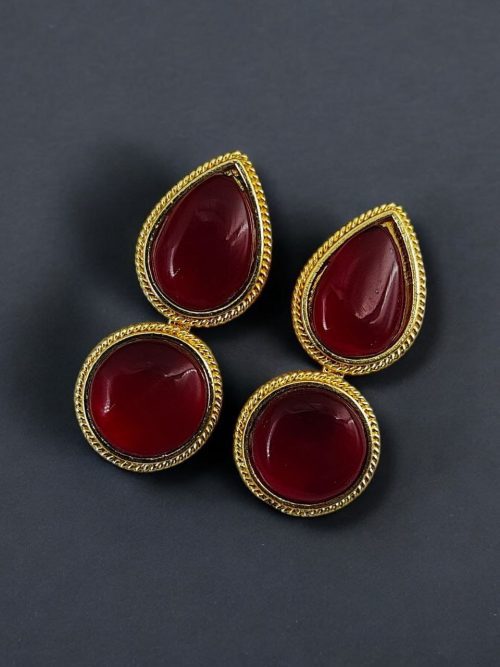 Gold-Plated Studs | Unique Dual Monalisa Stone Contemporary Earrings for Girls