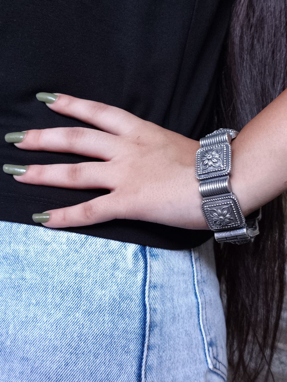 Oxidized Bracelet Square Design | Best Traditional Kada / Bangles For Girls 4 Oxidized Bracelet Square Design | Traditional Kada / Bangles For Girls