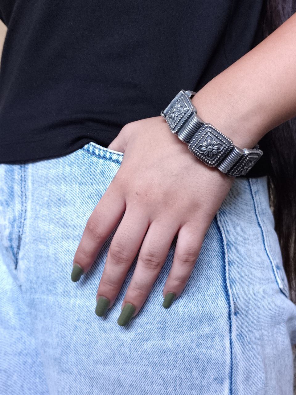 Oxidized Bracelet Square Design | Best Traditional Kada / Bangles For Girls 2 Oxidized Bracelet Square Design | Traditional Kada / Bangles For Girls