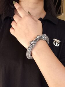 Ancient Touch Elephant Kada | Oxidised Bangles | Unique Openable Bracelet