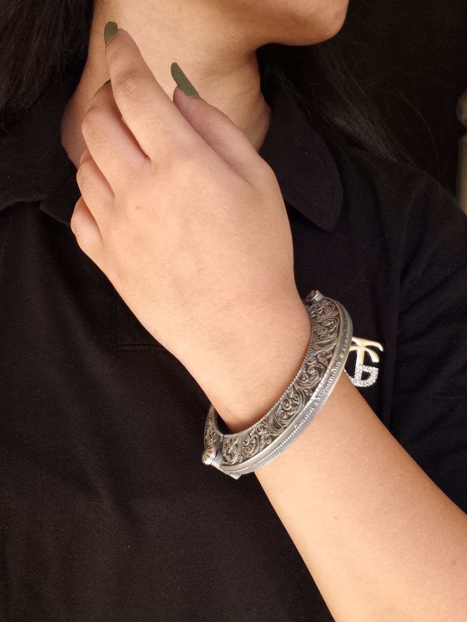 Traditional Floral Art Bracelet | Oxidized Openable Bangles | Best Kada Designs 1 Traditional Floral Art Bracelet | Oxidized Openable Bangles | Best Kada Designs