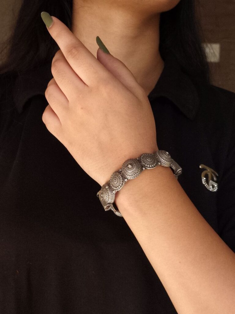 Antique Design Oxidised Bracelets | Free Size Kada / Bangles For Girls