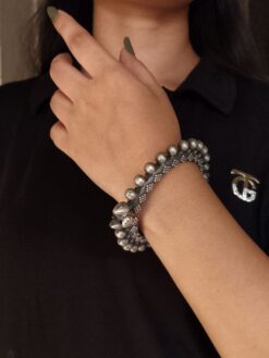 Antique Spike Bracelet | Oxidized Free-Size Bangles /Kada For Girls