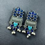 Bulk 80 Silver Replica Earring | Antique Touch Oxidised Stud | Unique Silver Jewelry - "Blue-Aqua"