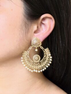 Designer Chandbali Earrings | Gold-plated Contemporary Earring For Girls