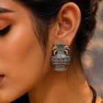 Silver Replica Kalash Stud | Unique Oxidized Earrings For Girls