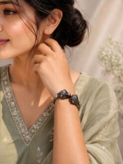 Antique Silver Bracelet | Oxidized Kada with Stone Work | Best Openable Bangle