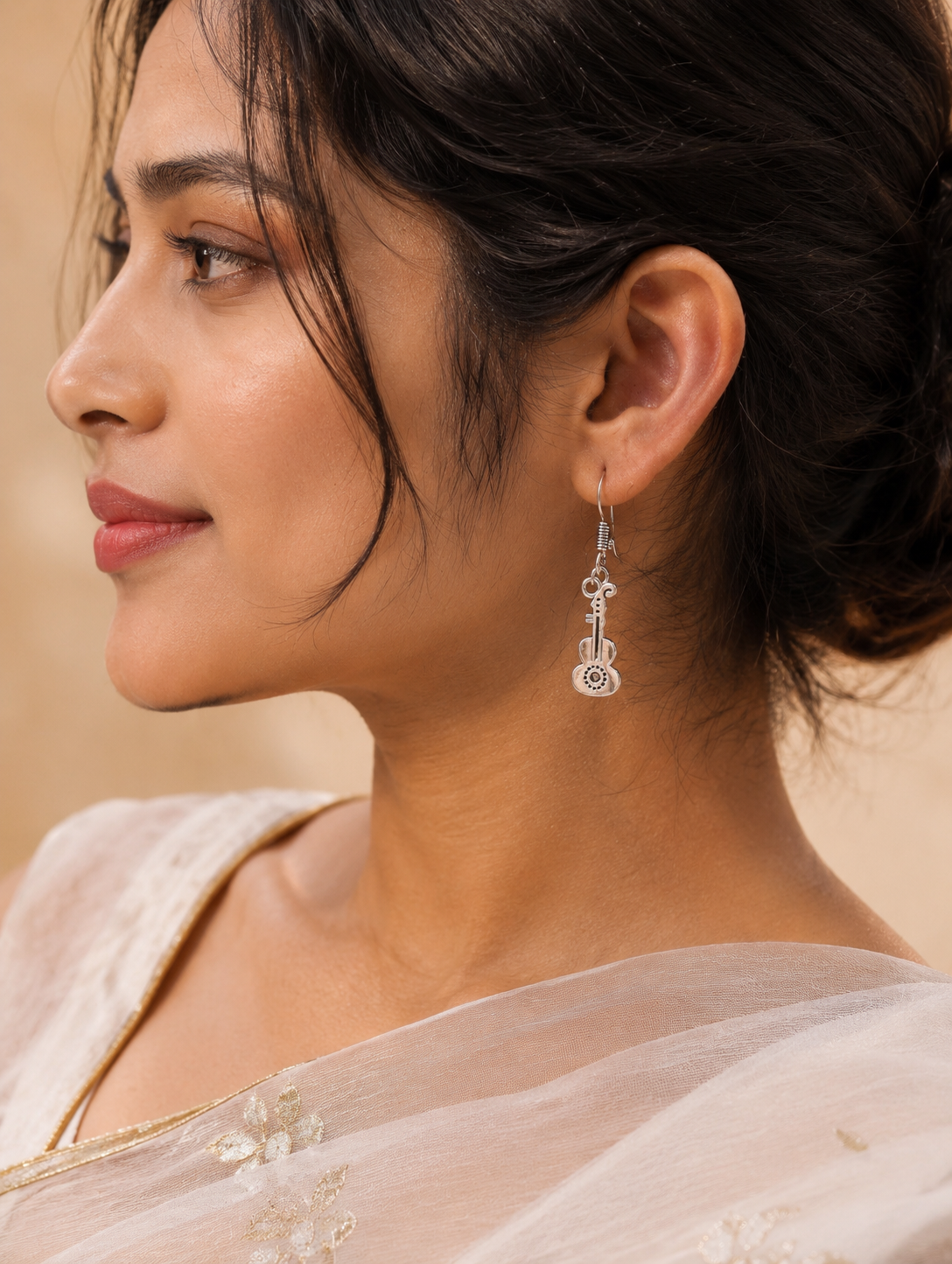 Oxidised Guitar Earrings | Best Designer German Silver Casual-wear Jewelry 1 Oxidised Guitar Earrings | Designer German Silver Casual-wear Jewelry