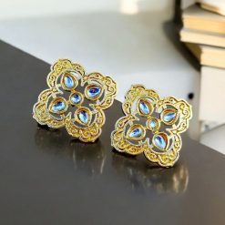 Indian Look Gold Plated Studs | Square Shape Earrings | Contemporary Earrings