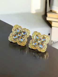 Indian Look Gold Plated Studs | Square Shape Earrings | Contemporary Earrings