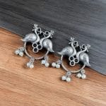 Bulk 276 Antique Oxidised Peacock Stud Earrings | Unique Silver Replica Earring - "Black"