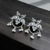 Antique Oxidised Peacock Stud Earrings | Unique Silver Replica Earring
