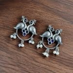 Bulk 270 Antique Oxidised Peacock Stud Earrings | Unique Silver Replica Earring - "Blue"