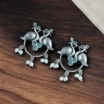 Bulk 264 Antique Oxidised Peacock Stud Earrings | Unique Silver Replica Earring - "Mint"