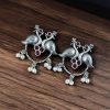 Antique Oxidised Peacock Stud Earrings | Unique Silver Replica Earring