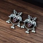 Bulk 262 Antique Oxidised Peacock Stud Earrings | Unique Silver Replica Earring - "Pink"