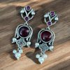 Light Weight Oxidized Silver Replica Stud Earrings | Silver Look Like Premium Jewelry