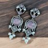 Light Weight Oxidized Silver Replica Stud Earrings | Silver Look Like Premium Jewelry
