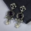 Light Weight Oxidized Silver Replica Stud Earrings | Silver Look Like Premium Jewelry