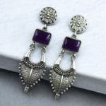 Traditional Silver Replica Earrings | Adorable Designer Monalisa Stone Jewelry - "Amethyst"