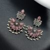 Oxidised Peacock Stud Stone Earrings | Best Dangler Silver Look a Like Jewelry