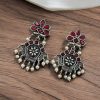 Oxidised Silver Replica Earrings | Unique Light Weighted Party wear Dangler Bali For Girls